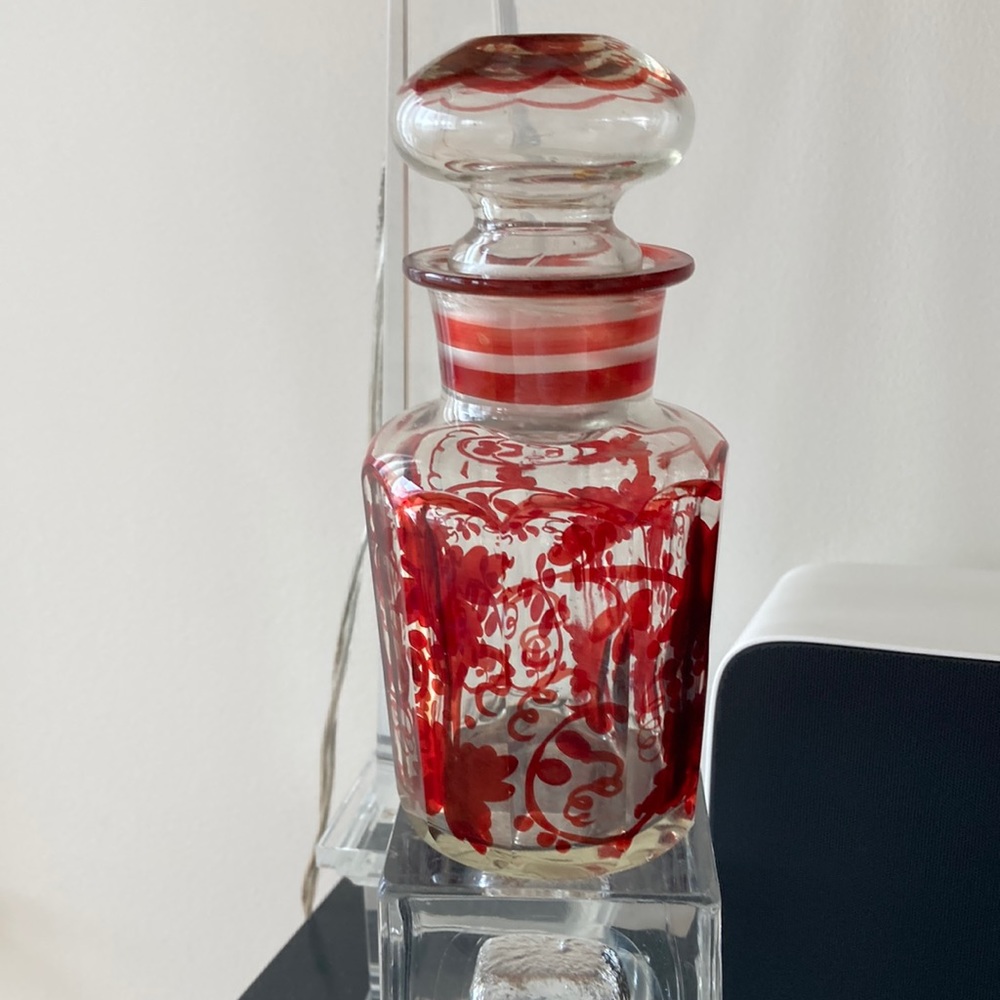 Antique Bohemian Art Glass Bottle